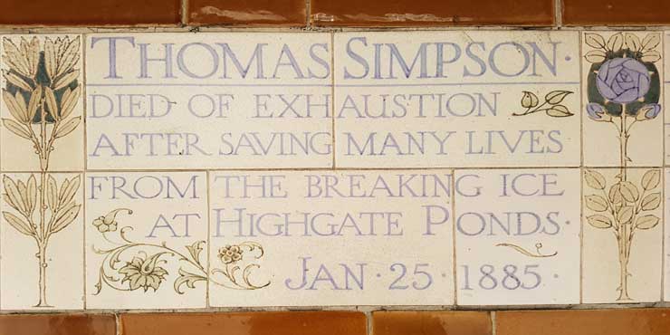 The memorial plaque to Thomas Simpson.