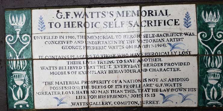 The plaque detailing the Watts Memorial.