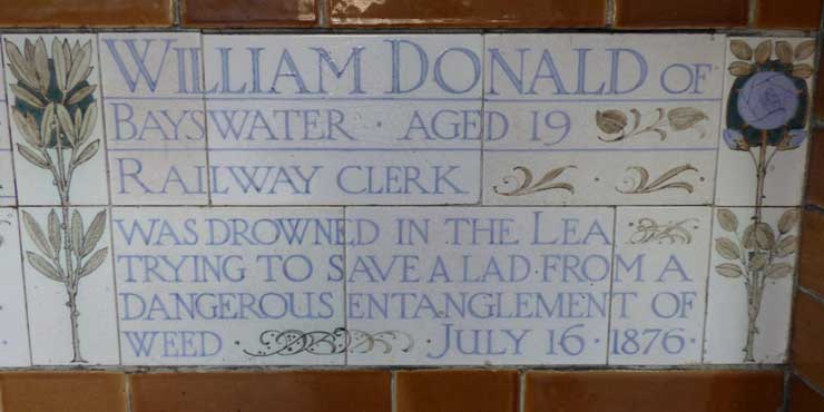 The memorial plaque to William Donald.