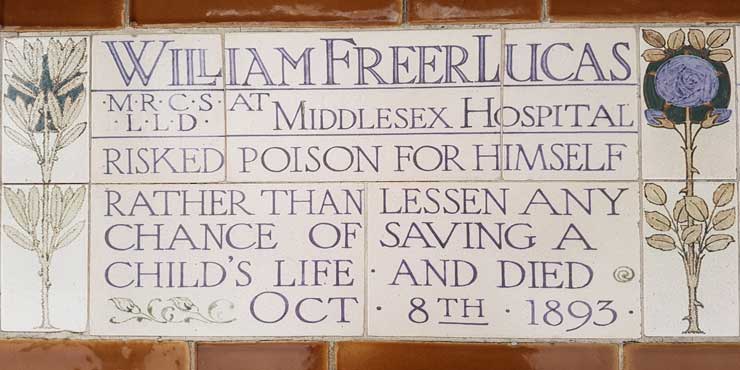 The memorial plaque to William Freer Lucas.