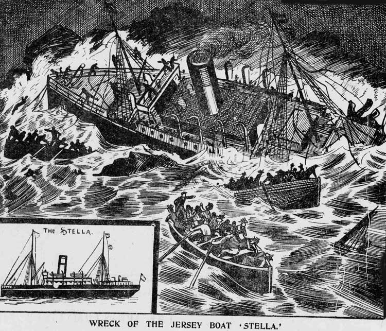 An illustration showing the Stella being wrecked.