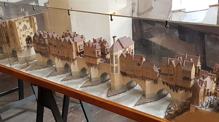 The model of old London Bridge.