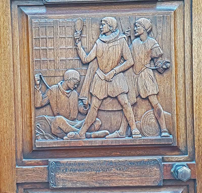 The panel showing a gentleman with his tailor.