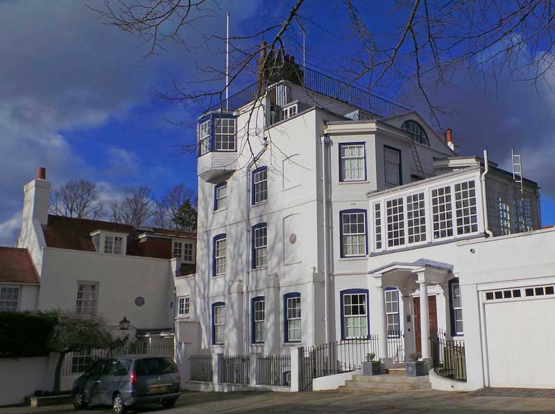 The exterior of Admiral;s House in Hampstead.