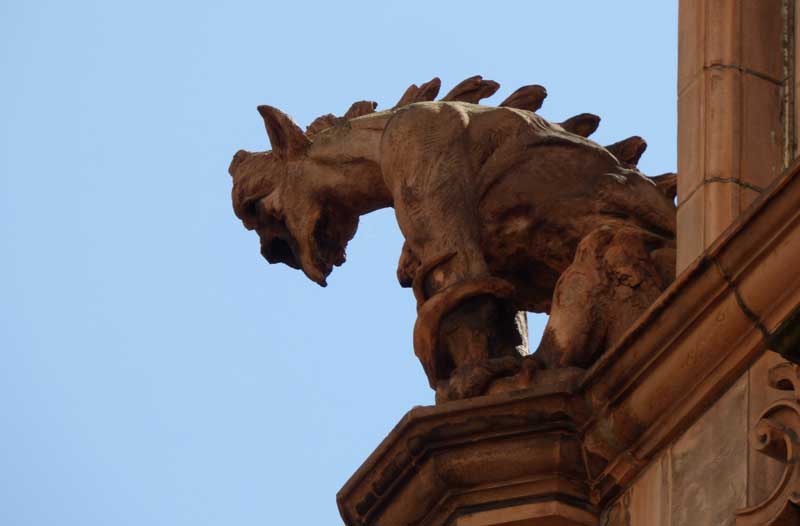 The devil on Cornhill that looks down upon the entrance to the church of St Peter.