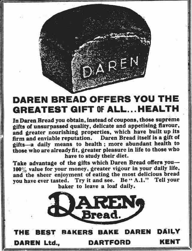An advert extolling how healthy Daren Bread was.