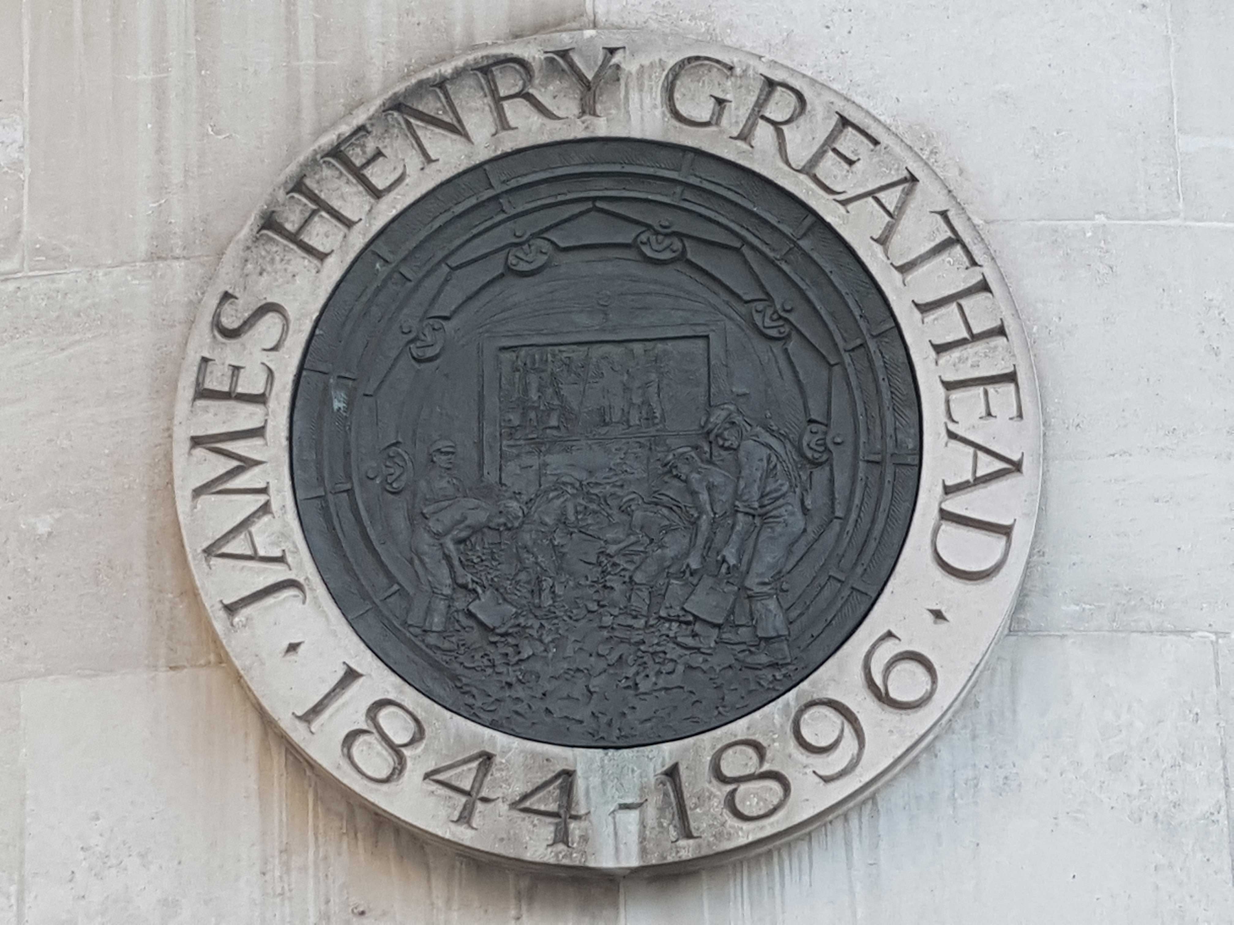 The plaque on the side of the Greathead statue.
