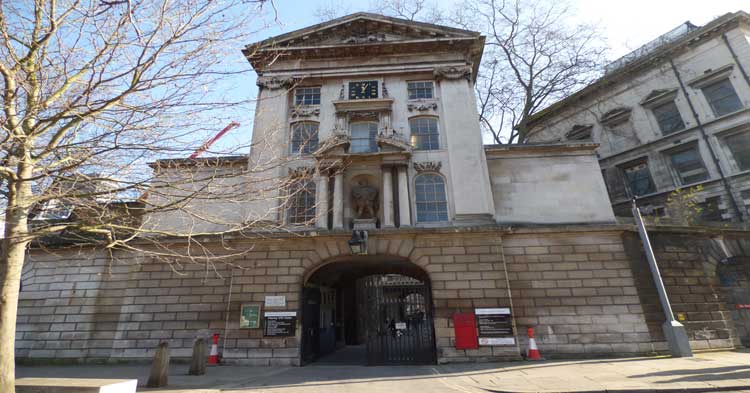 A view of the Henry the Eighth gatehouse of St Bartholomews Hospital.