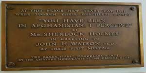 The plaque for the meeting of Holmes and Watson.