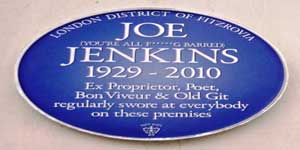 The blue plaque that the customers put up to Joe Jenkins, their landlord at the Newman Arms.