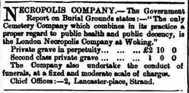 An advert for the London Necropolis Company from 1862.