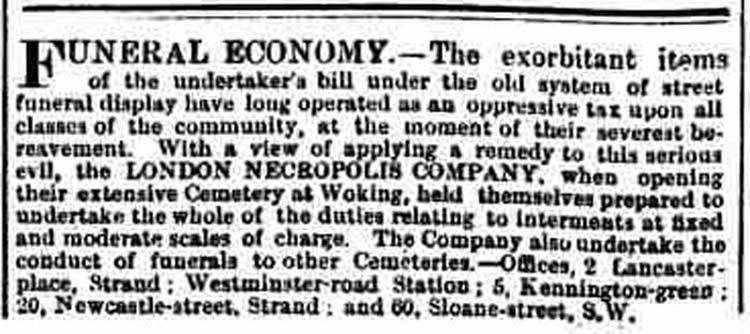 A London Necropolis Company advert from 1867.