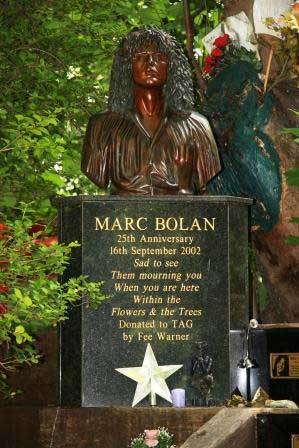 The Memorial to Marc Bolan by the side of Barnes Common.