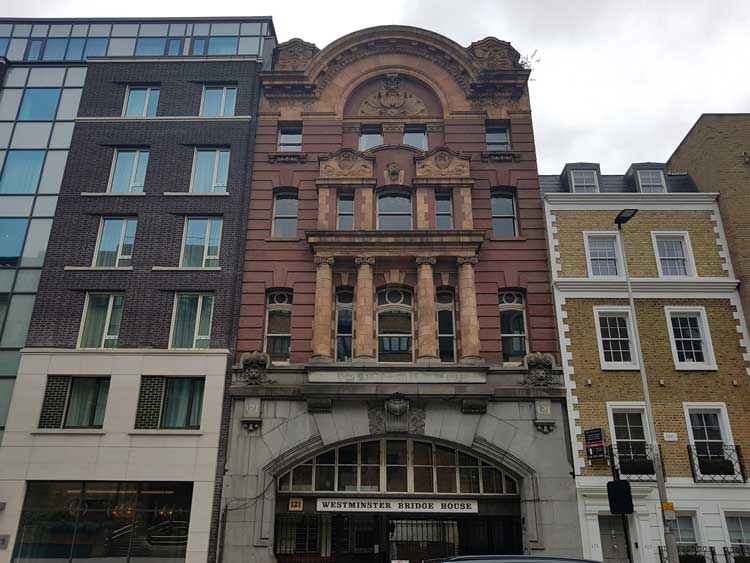 The former office of the London Necropolis Railway on Westminster Bridge Road.