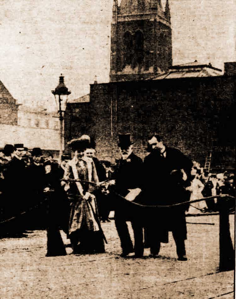 A photograph showing the opening of the bridge.