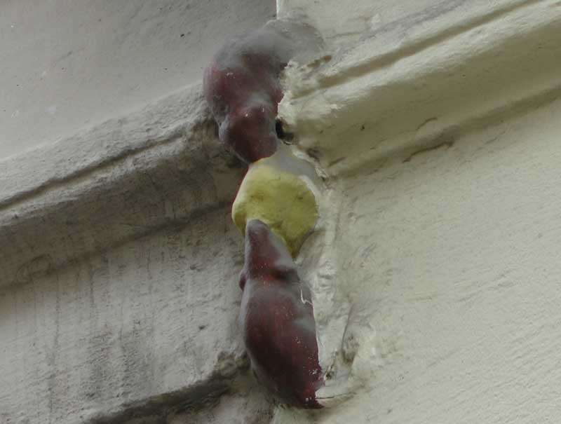 The two mice on the exterior wall of the Philpot Lane side of 23 Eastcheap.