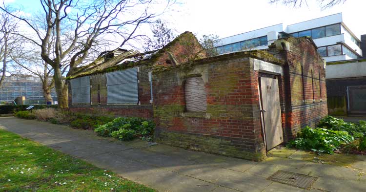 The former mortuary in the ground of St George's in the East.