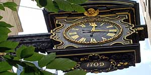 The church clock of St Magnus the Martyr.
