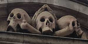 The skulls of St Olave's church.