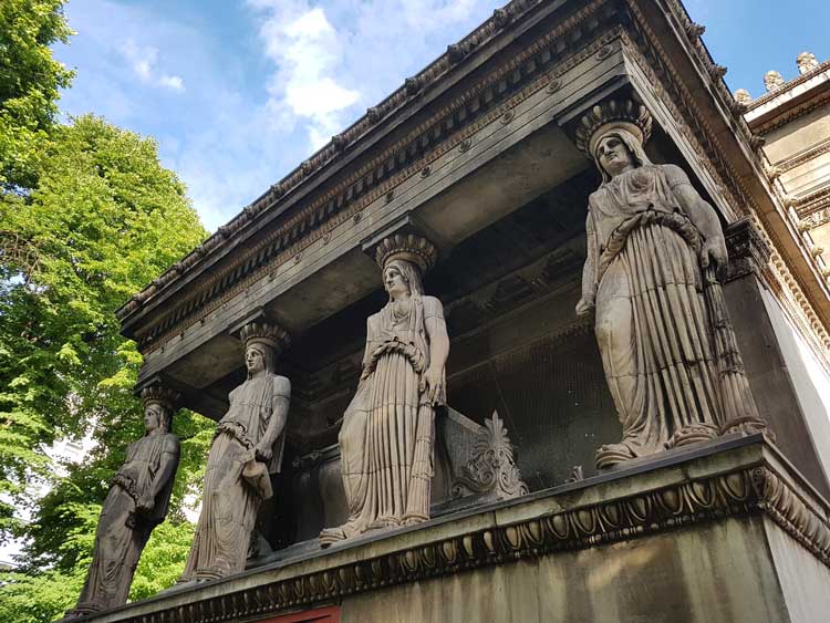 The St Pancras caryatids seen from the side.