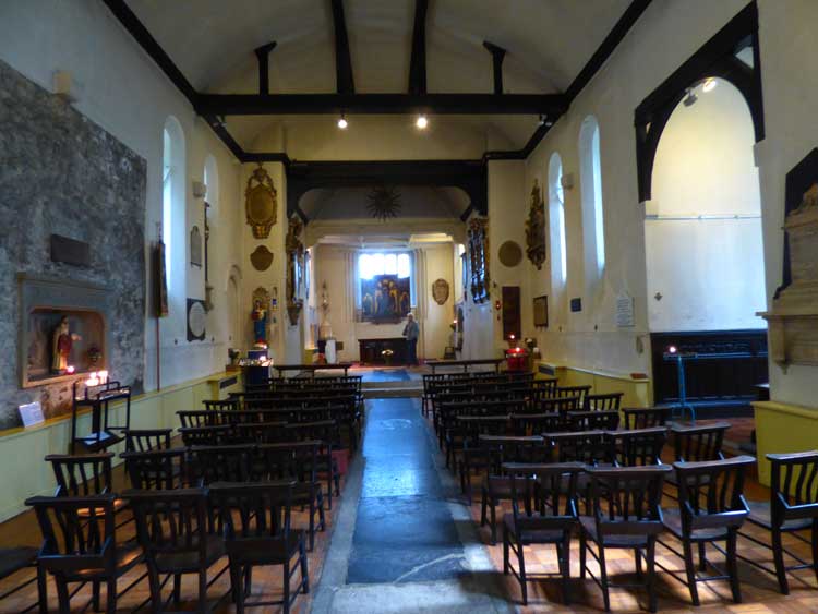 A view of the interior of St Pancras Old Church.