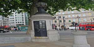 The police box in Trafalgar Square.