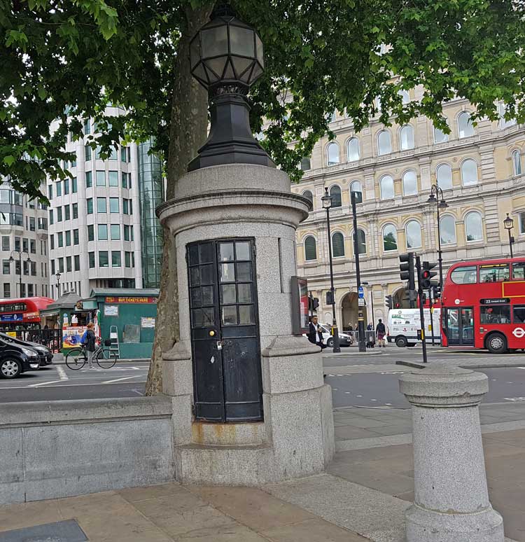 London's smallest police station in Trafalgar Square.