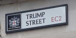 The sign for Trump Street in London.