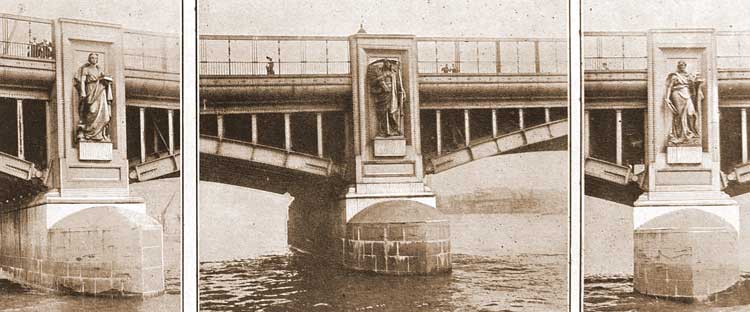 A photograph showing the statues in place.