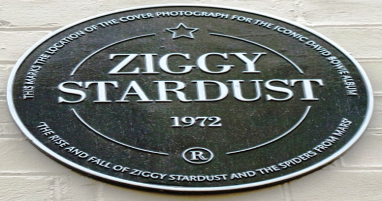 The plaque to Ziggy Stardust in London's Heddon Street.